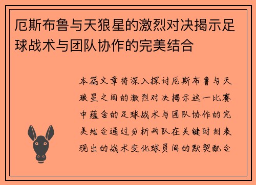厄斯布鲁与天狼星的激烈对决揭示足球战术与团队协作的完美结合